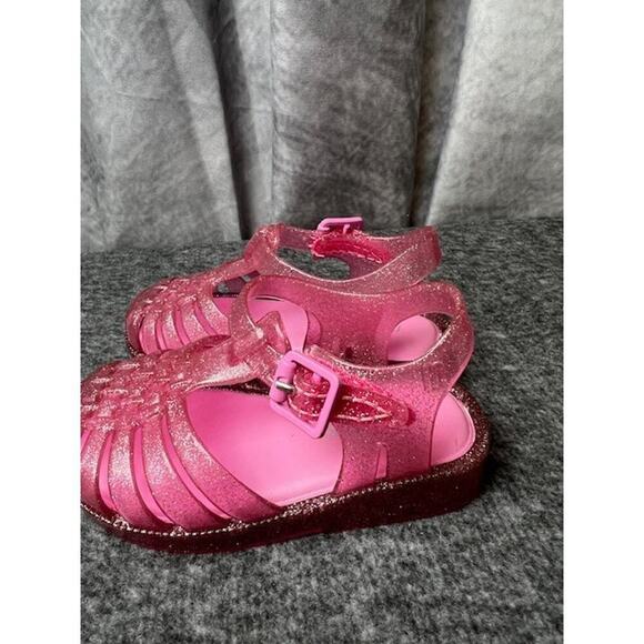 Mini Melissa Possession Shiny Sandals Kids US 6 Glitter Pink Cutout Ankle KHD158 - Picture 3 of 8